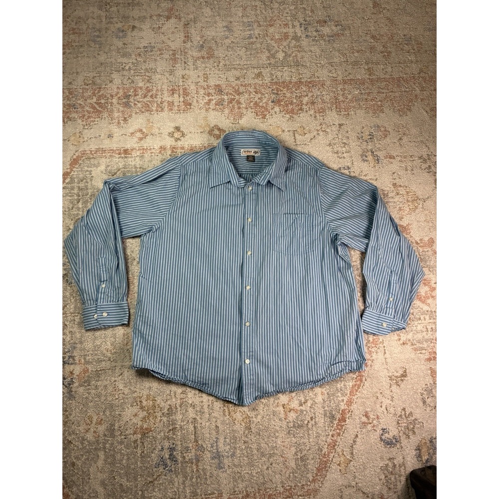 Urban Up Y2K Striped Button Down Shirt Streetwear Long Sleeve Size XXL